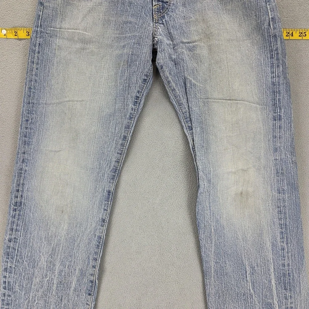 Edwin Jeans Mens Blue Selvedge 505BXX Whiskers Thrashed Light Wash Fits 29x30